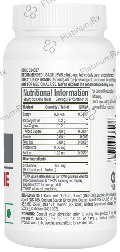 GNC Pro Performance L-Carnitine 500mg for Muscle Recovery - Tablet 30 tablets