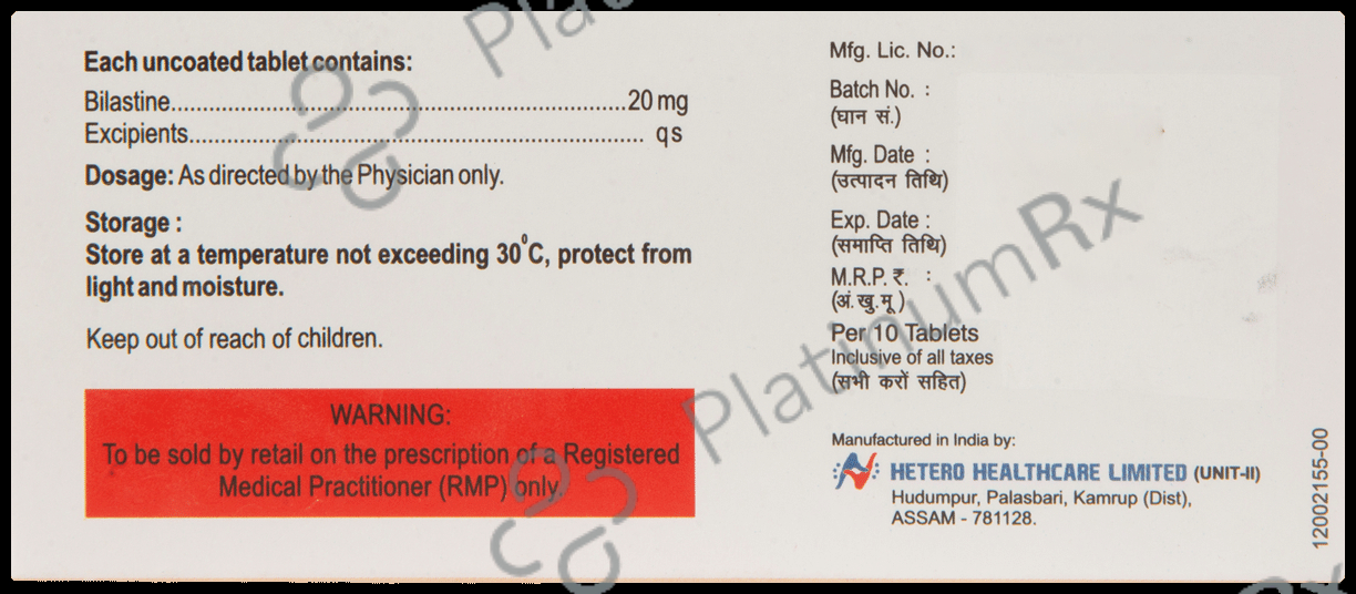 Bilaset 20mg Tablet 10s
