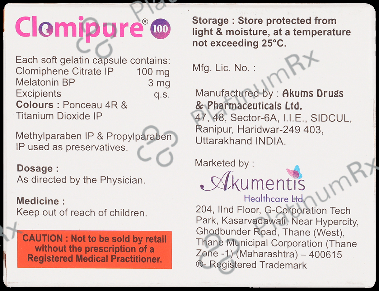 Clomipure 100/3mg Capsule 5s