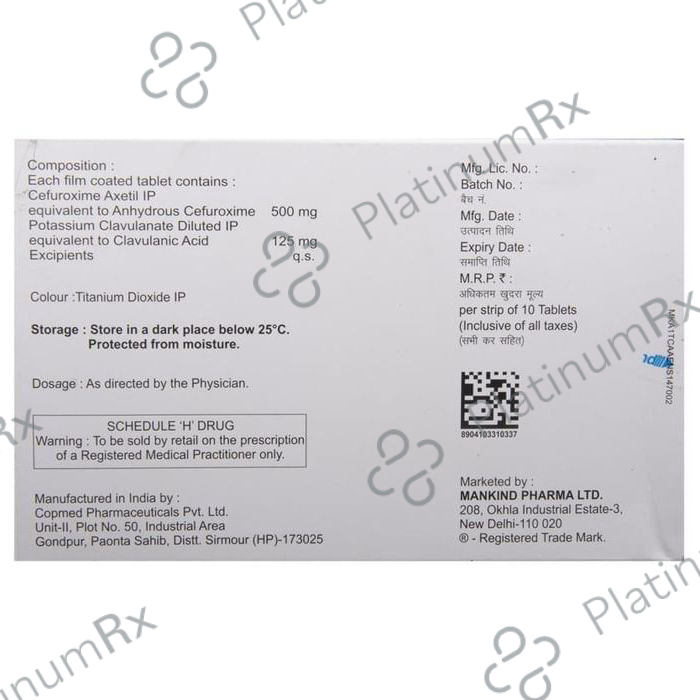 Cefakind CV 500/125mg Tablet 10s