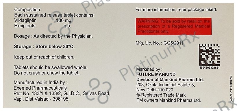 Gliptagreat OD 100mg Tablet 10s