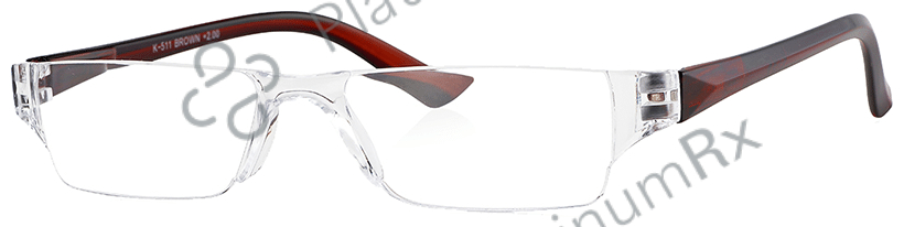 Klar Eye K 511 Rectangle Rimless Reading Glasses for Men and Women Brown Optical Power +2.5