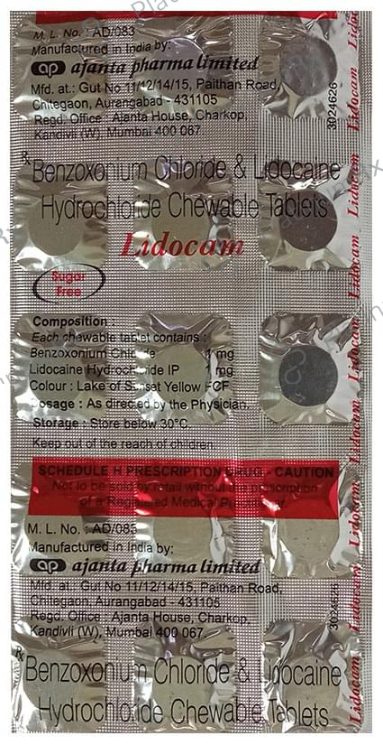 Lidocam 1/1mg Chewable Tablet 15s