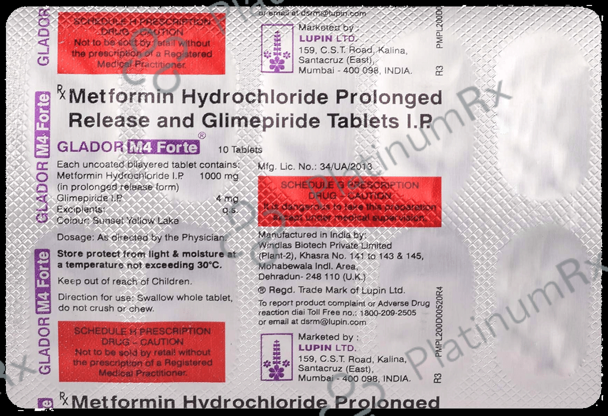 Glador M4 Forte 4/1000mg Tablet PR 15s