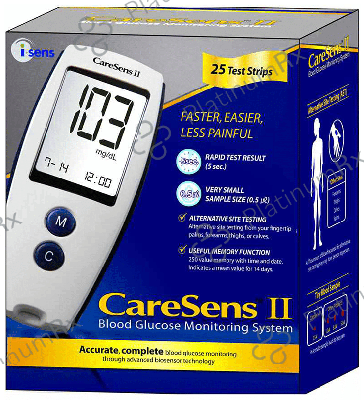 CareSens II Sugar Testing Glucometer Kit with 25 Strips Free