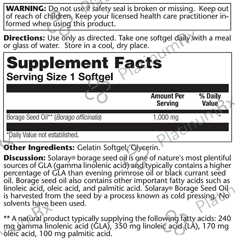 Solaray Borage Seed Oil 1000mg Softgel