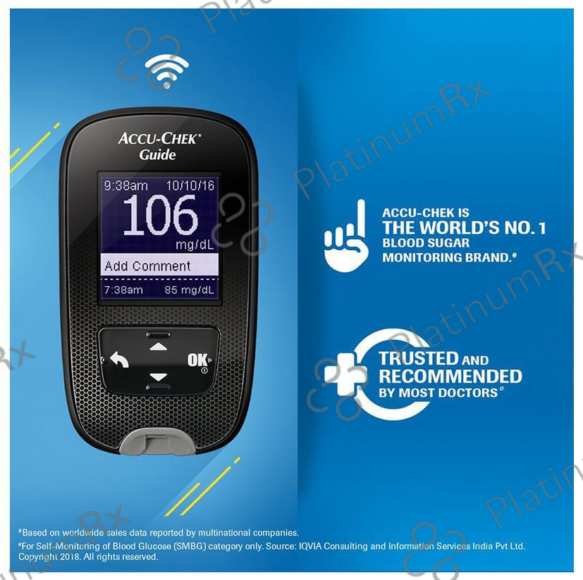 Accu-Chek Guide Wireless Blood Glucose Monitoring System Glucometer with 10 Test Strips Free