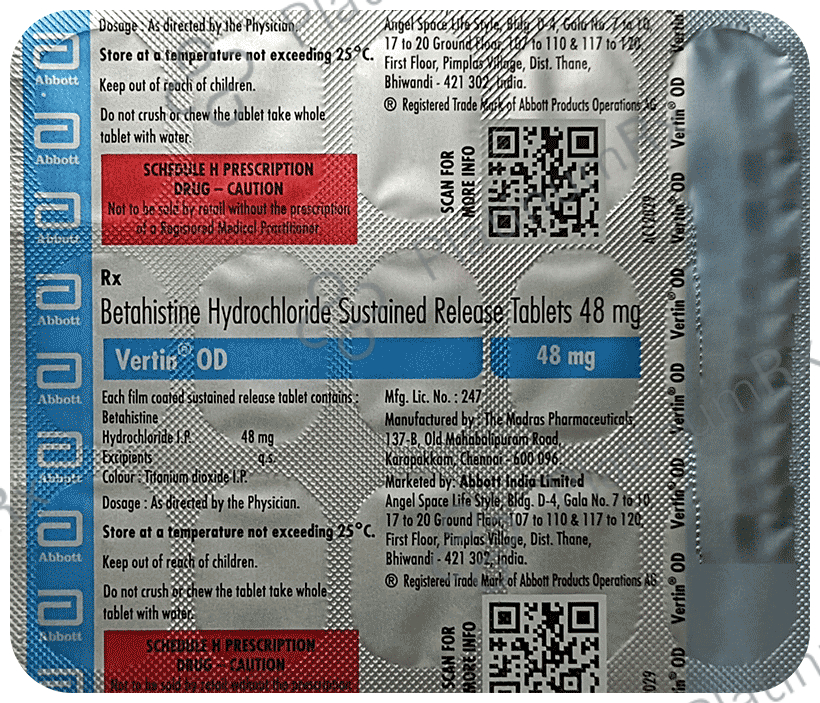 Vertin OD 48mg Tablet SR 15s