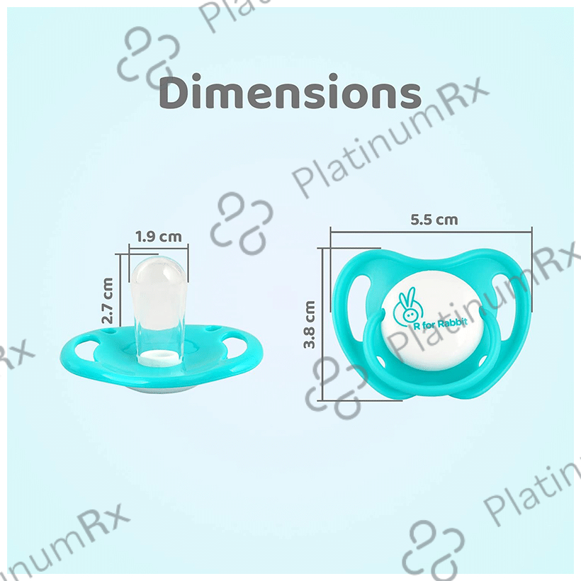 R for Rabbit Apple Pacifier Ultra Light Soft Silicone Nipple BPA-Free for Kids of 6 Months Blue