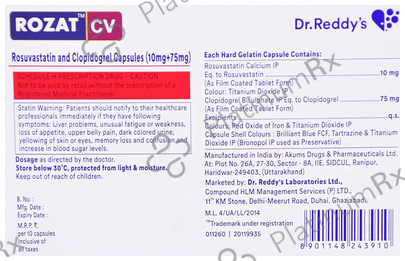 Rozat CV 75/10mg Capsule 10s
