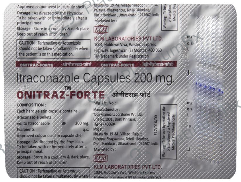 Onitraz Forte 200mg Capsule 10s