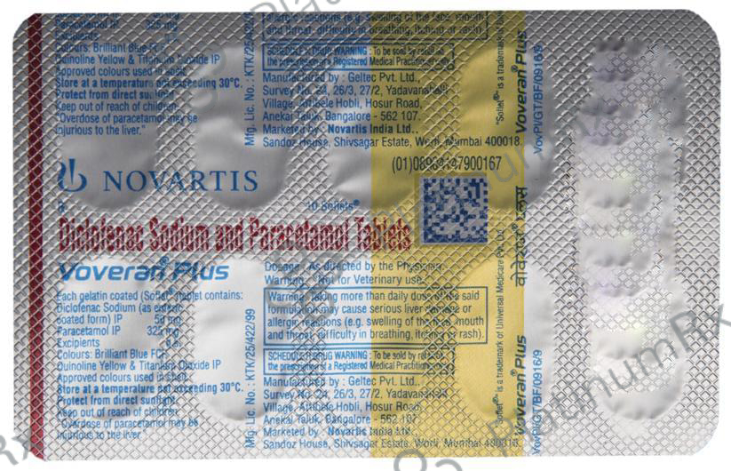 Voveran Plus 50/325mg Tablet 10s