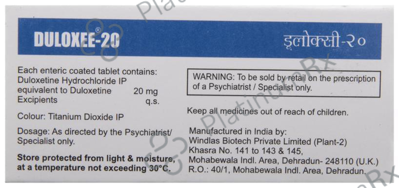 Duloxee 20 Tablet