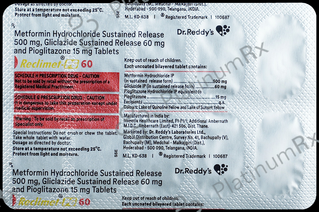 Reclimet PG 60/500/15mg Tablet SR 10s