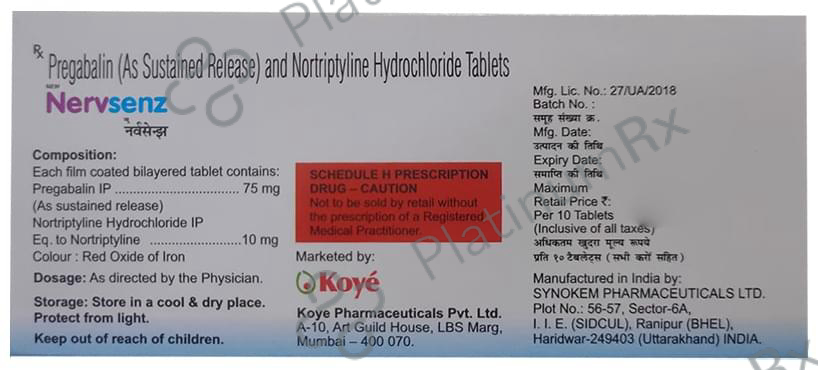 Nervsenz 75mg/10mg Tablet