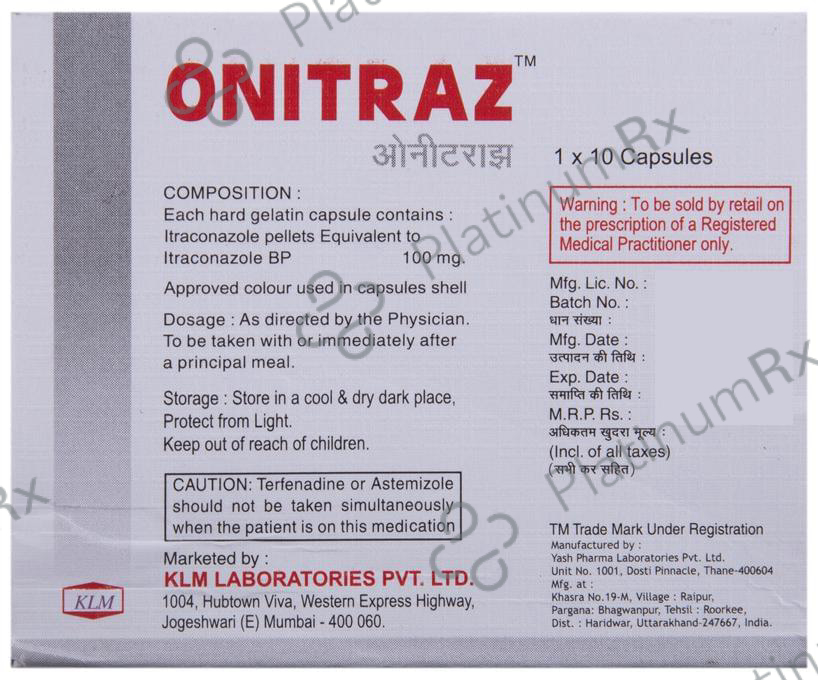 Onitraz 100mg Capsule 10s