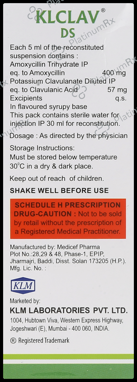 Klclav DS 457mg Oral Suspension 30ml