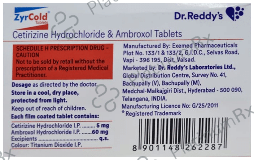 ZyrCold 60/5mg Tablet 15s