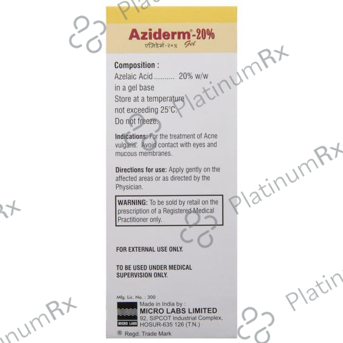 Aziderm 20% Gel 15gm