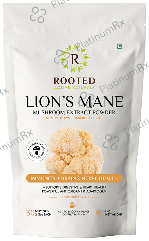 Rooted Active Naturals Lion's Mane Mushroom Extract Powder 60 gm
