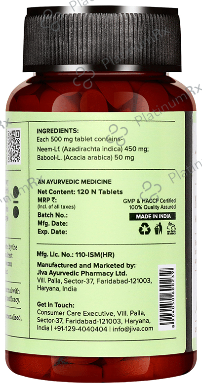 Jiva Neem Tablet - Natural Blood Purifier for Acne & Pimples 120 tablets