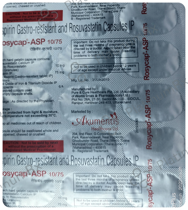 Rosycap ASP 10/75mg Capsule 15s