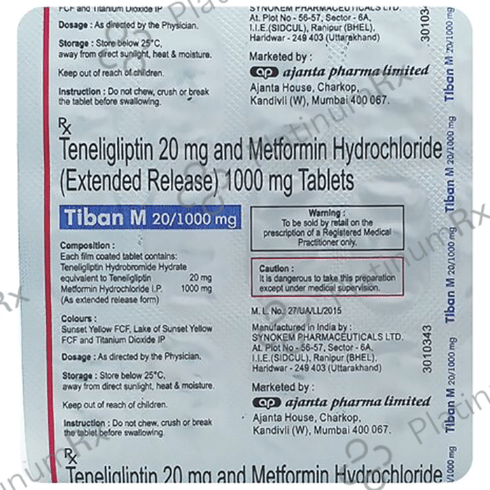 Tiban M 20/1000mg Tablet ER 15s