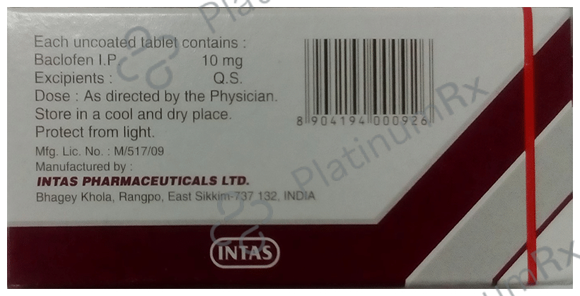 Baclof 10mg Tablet 10s