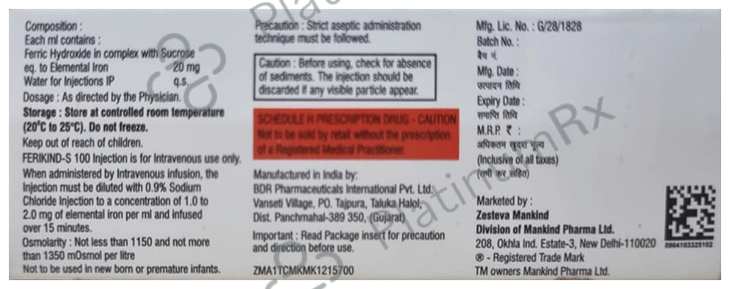 Ferikind S 100mg Injection 5ml