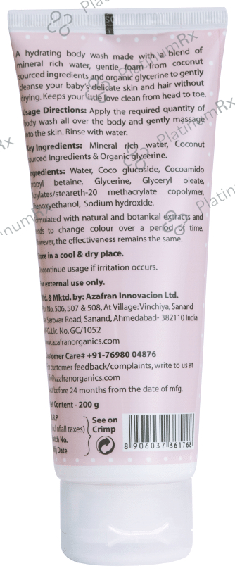 Azafran Organics Gentle Body Wash & Shampoo Sulphate Free Paraben Free 200 gm