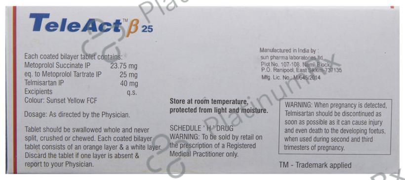 Teleact Beta 25 23.75/40mg Tablet ER 10s