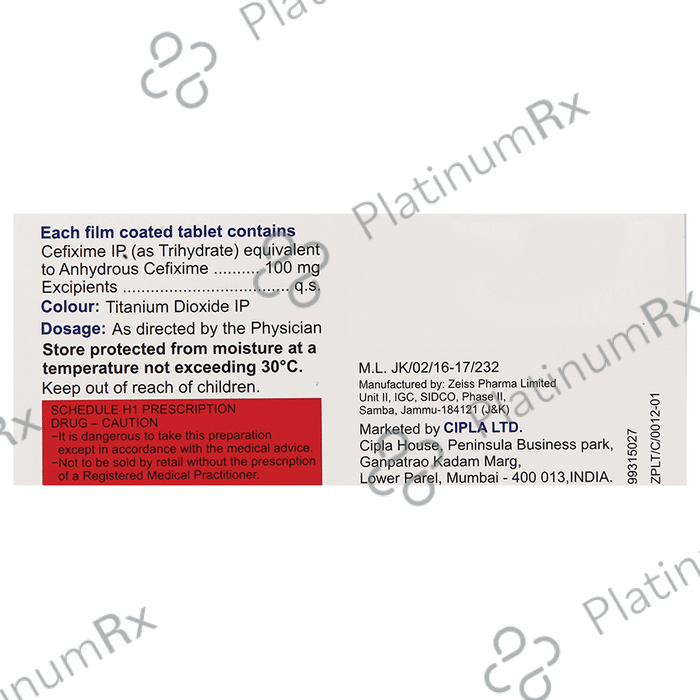 Cefrax 100 Tablet