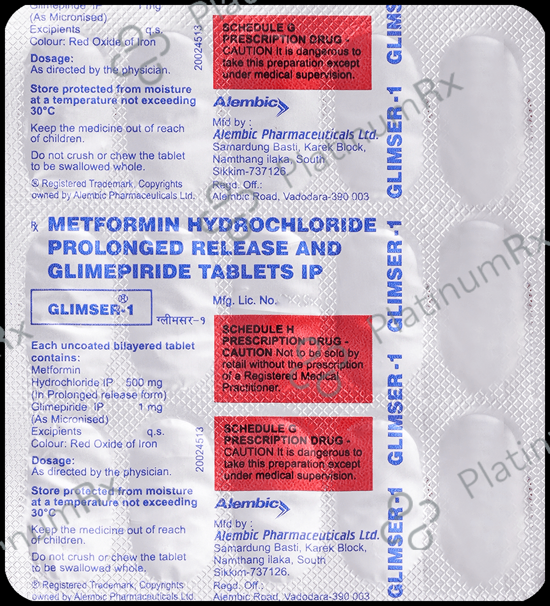 Glimser 1/500mg Tablet PR 15s