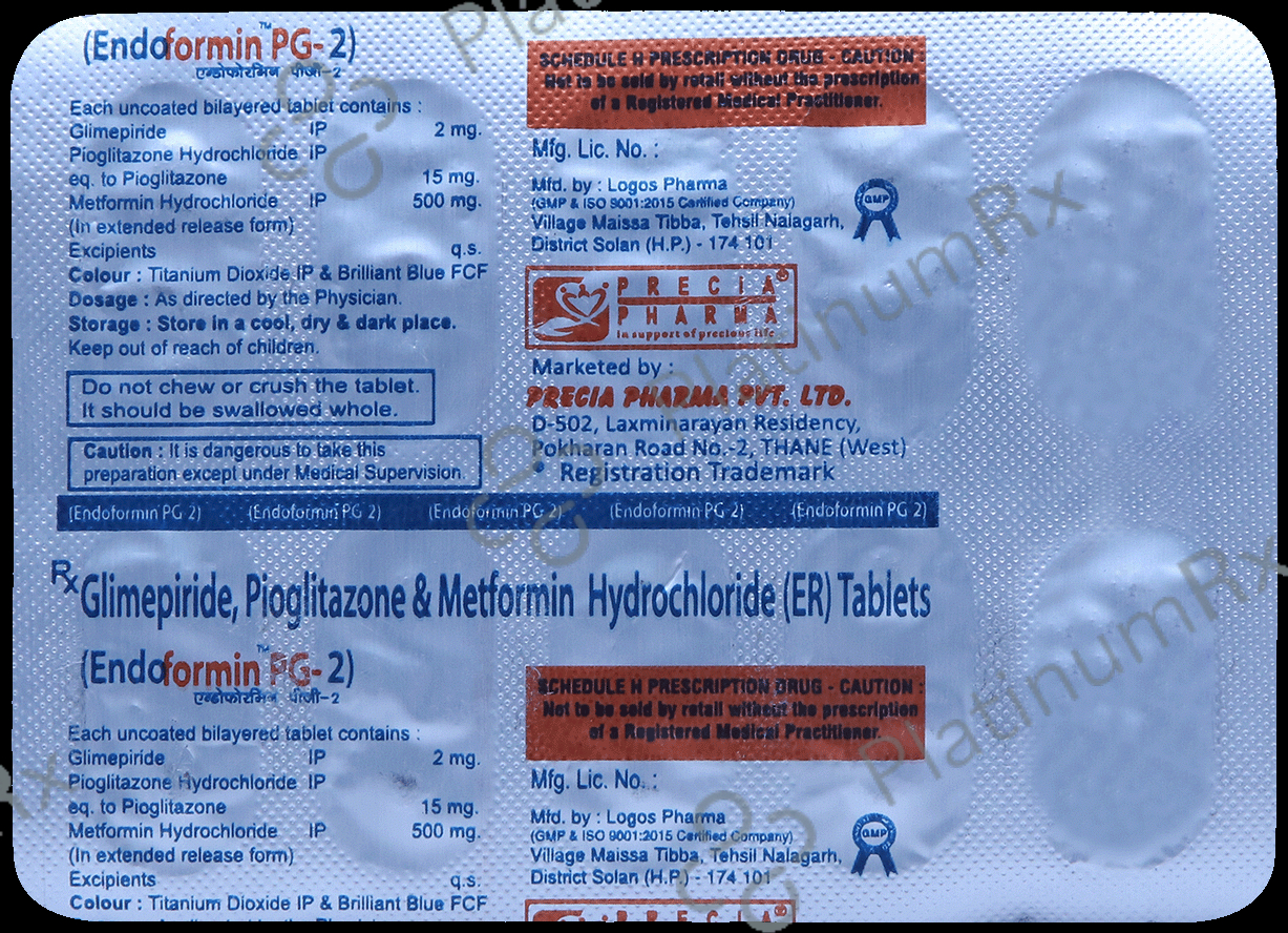 Endoformin PG 2mg/500mg/15mg Tablet ER