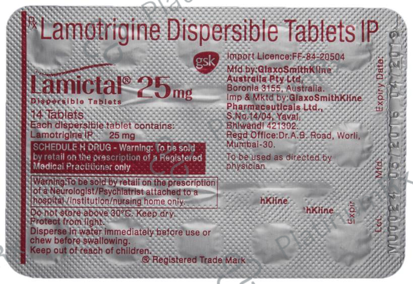Lamictal 25mg Dispersible Tablet
