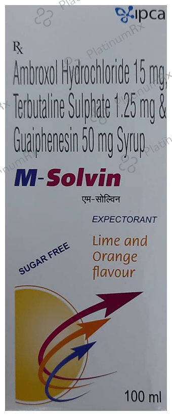 M-Solvin Expectorant Lime and Orange Sugar Free 100 Syrup