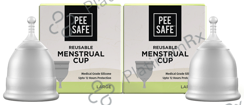 Pee Safe Reusable Menstrual Cup with Medical Grade Silicone for Women Large 2 cups
