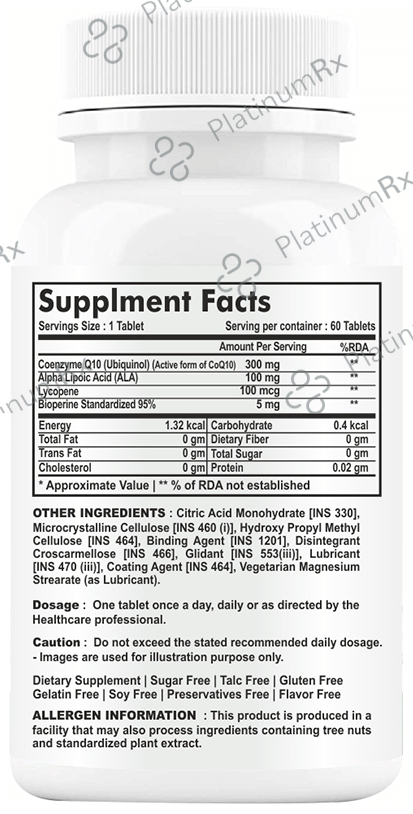 Goa Nutritions Coenzyme Q10 Enteric Coated Sustained Release Tablet Sugar Free