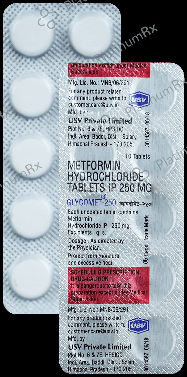 Glycomet 250mg Tablet 10s