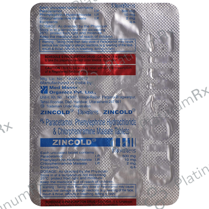 Zincold 2/500/10mg Tablet 15s