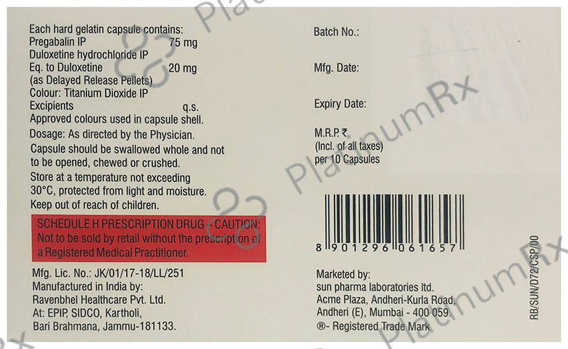 Dulane PG 75mg/20mg Capsule 10s