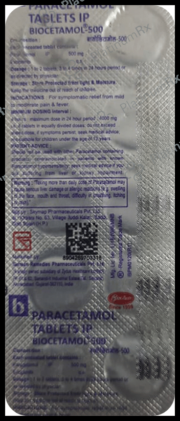 Biocetamol 500 Tablet 15 Tablet