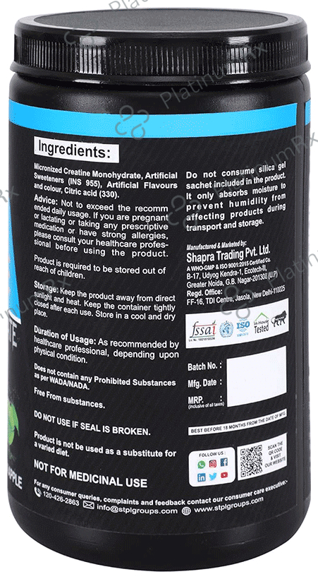 Bodix Creatine Monohydrate (300gm Each) Green Apple 2 powders