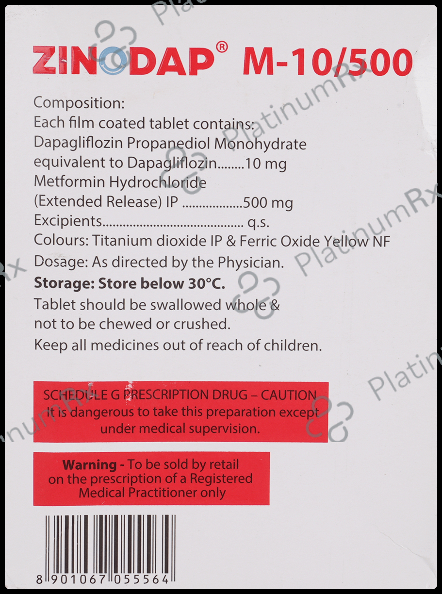 Zinodap M 10mg/500mg Tablet ER