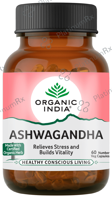 Organic India Ashwagandha Veg Capsule - Relieves Stress & Builds Vitality 60 vegicaps