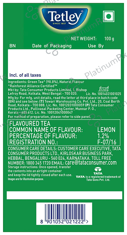 Tetley Tetley Green Tea, Long Leaf Tea with Lemon