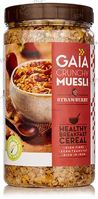GAIA with Vitamins, Minerals, High Protein & Fibres for Nutrition - Crunchy Strawberry Muesli 1 kg
