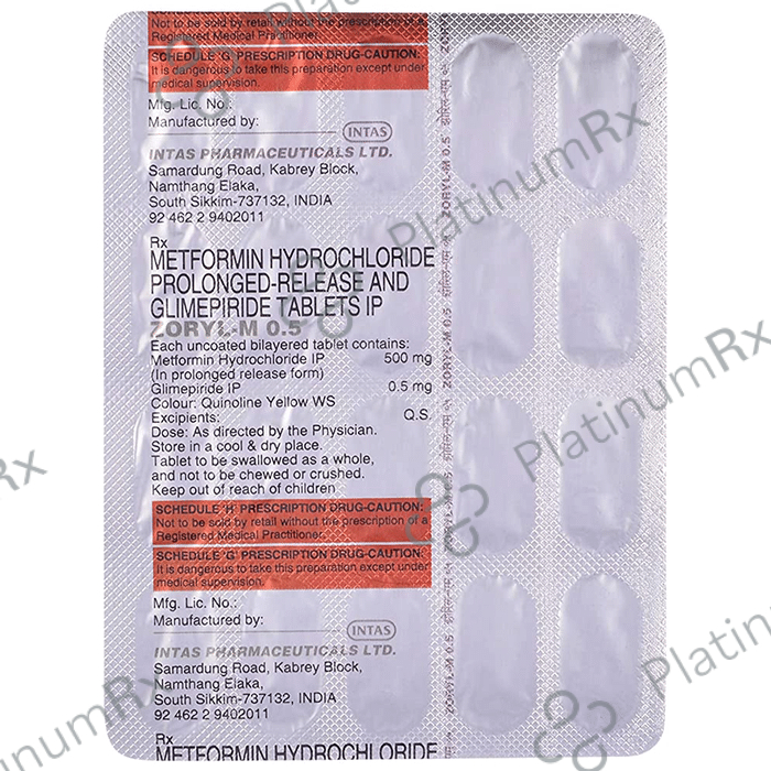 Zoryl M 0.5/500mg Tablet PR 20s