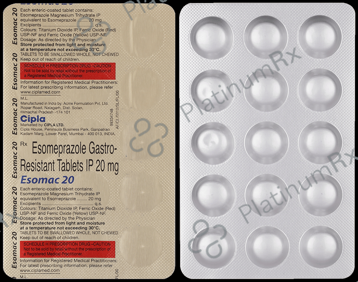 Esomac 20mg Tablet 15s
