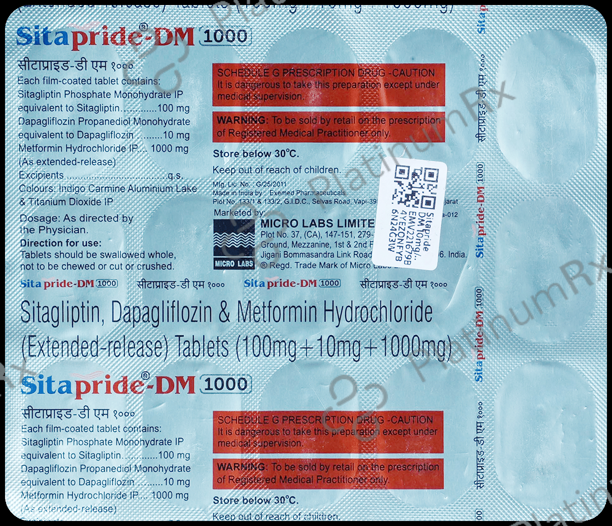 Sitapride DM 10/1000/100mg Tablet 15s